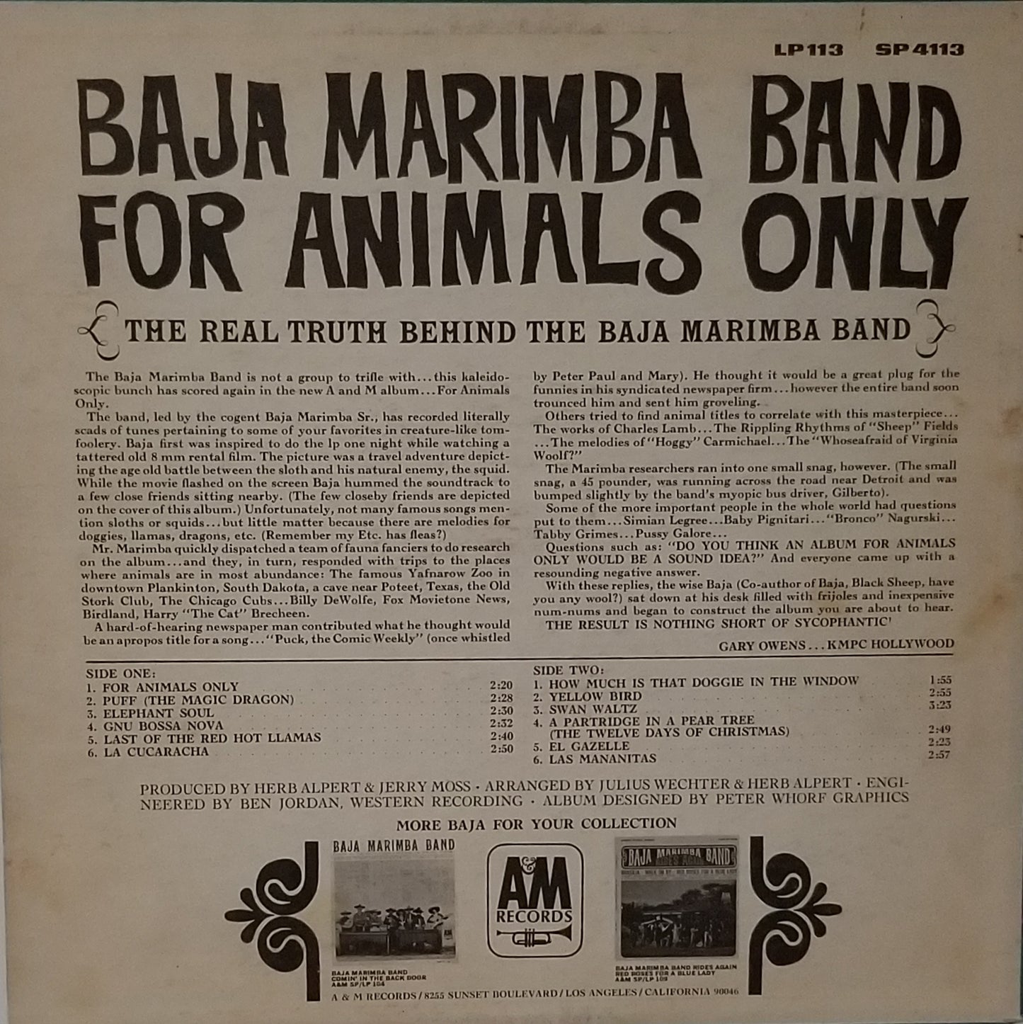 Baja Marimba Band: For Animals Only