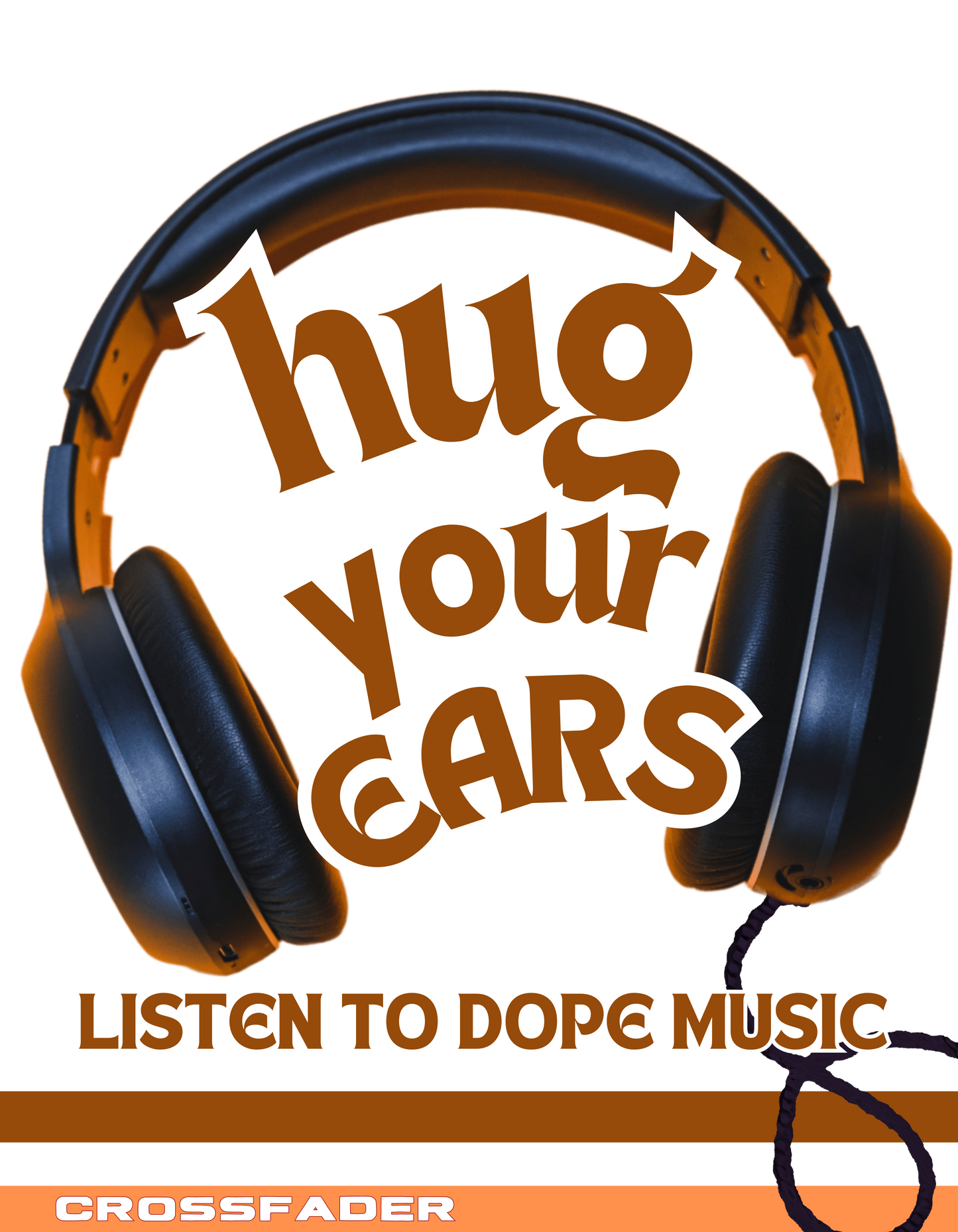 HUG YOUR EARS BROWN AND TAN HEADPHONES T SHIRT