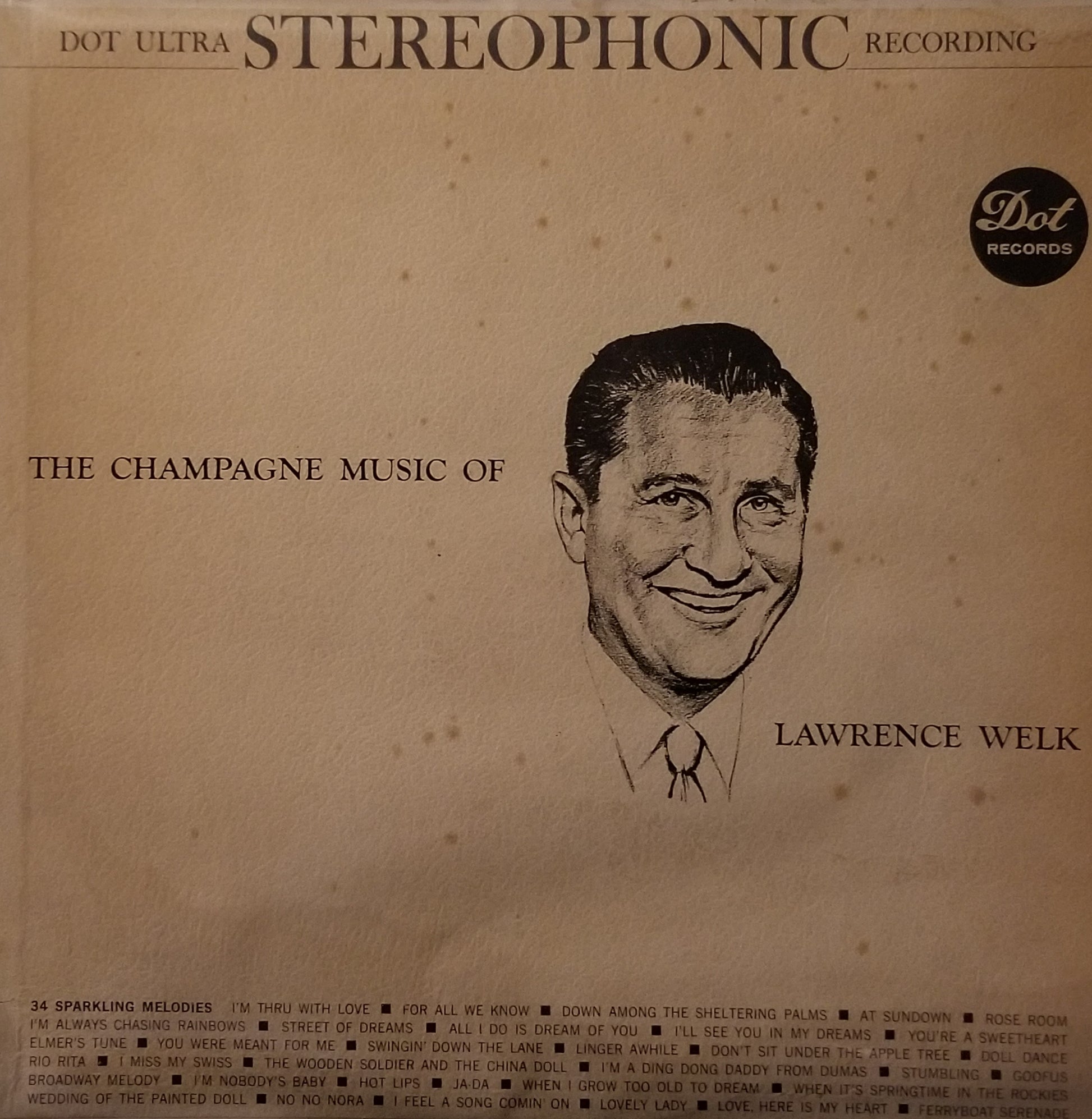 Album cover with portrait of a man and text about stereophonic recording and Lawrence Week's music.