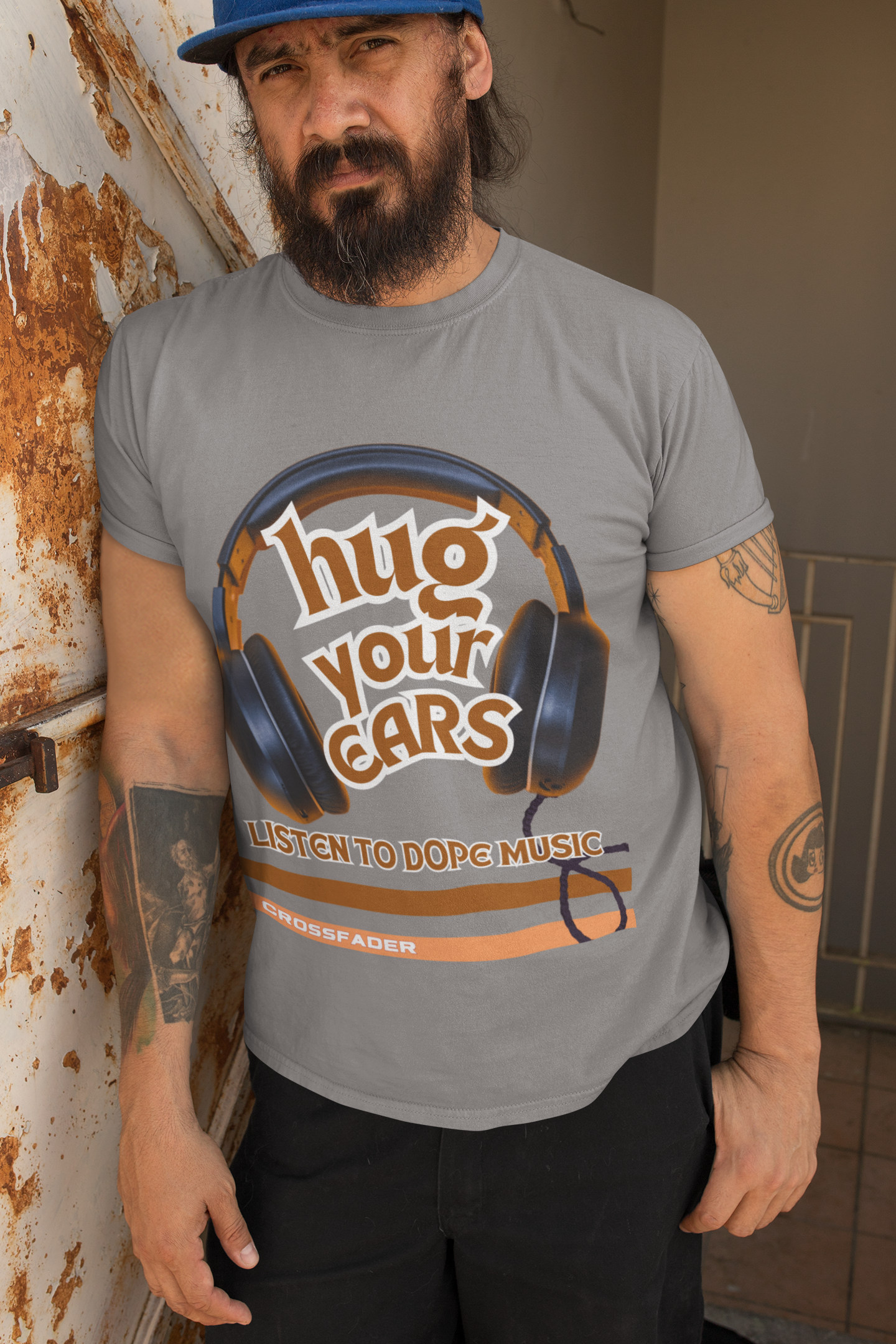 HUG YOUR EARS BROWN AND TAN HEADPHONES T SHIRT